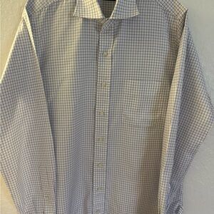 Paul Stuart White and Blue Grid Dress Shirt